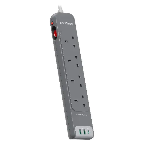 RAVPower 4-Port Wall Adapter with 3 USB Ports - Grey