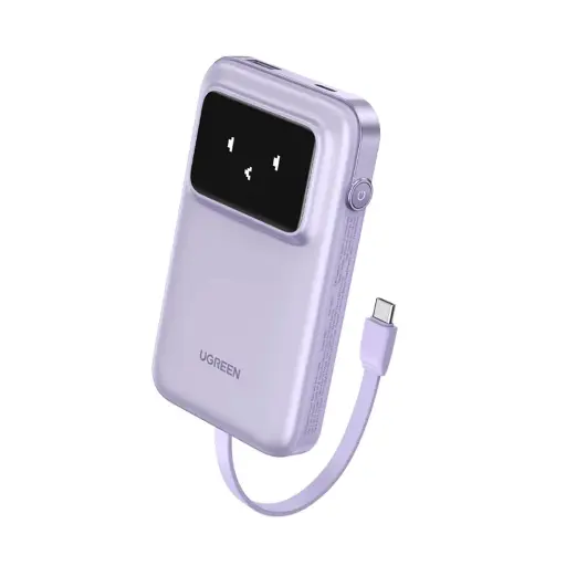 UGREEN 10000mAh Power Bank with Built-in Type-C Cable - Purple
