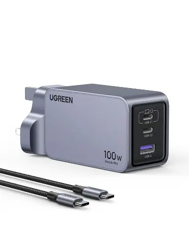 UGREEN 100W Fast Charger with 3 Charging Ports - Grey